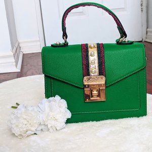 Green Aldo Top Handle Bag, GG inspired